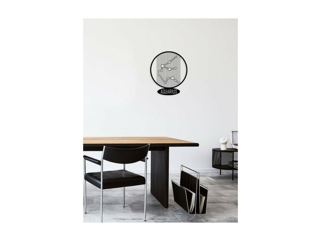 Decoración de Metal Horóscopo Acuario 6, Negro, 38x0,15x45 cm, Pratcas