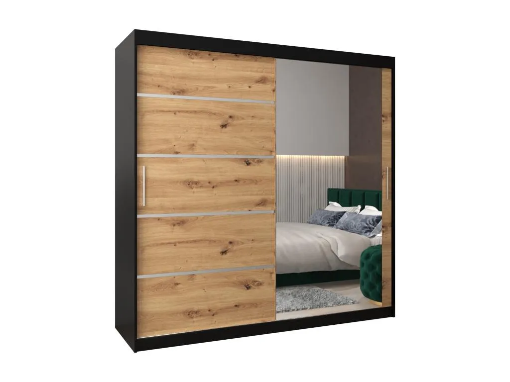 ARMARIO Habitarluz 2 DE PUERTAS CORREDERAS 200/200/62 2 puertas (negro/artisan) 68494GIDS