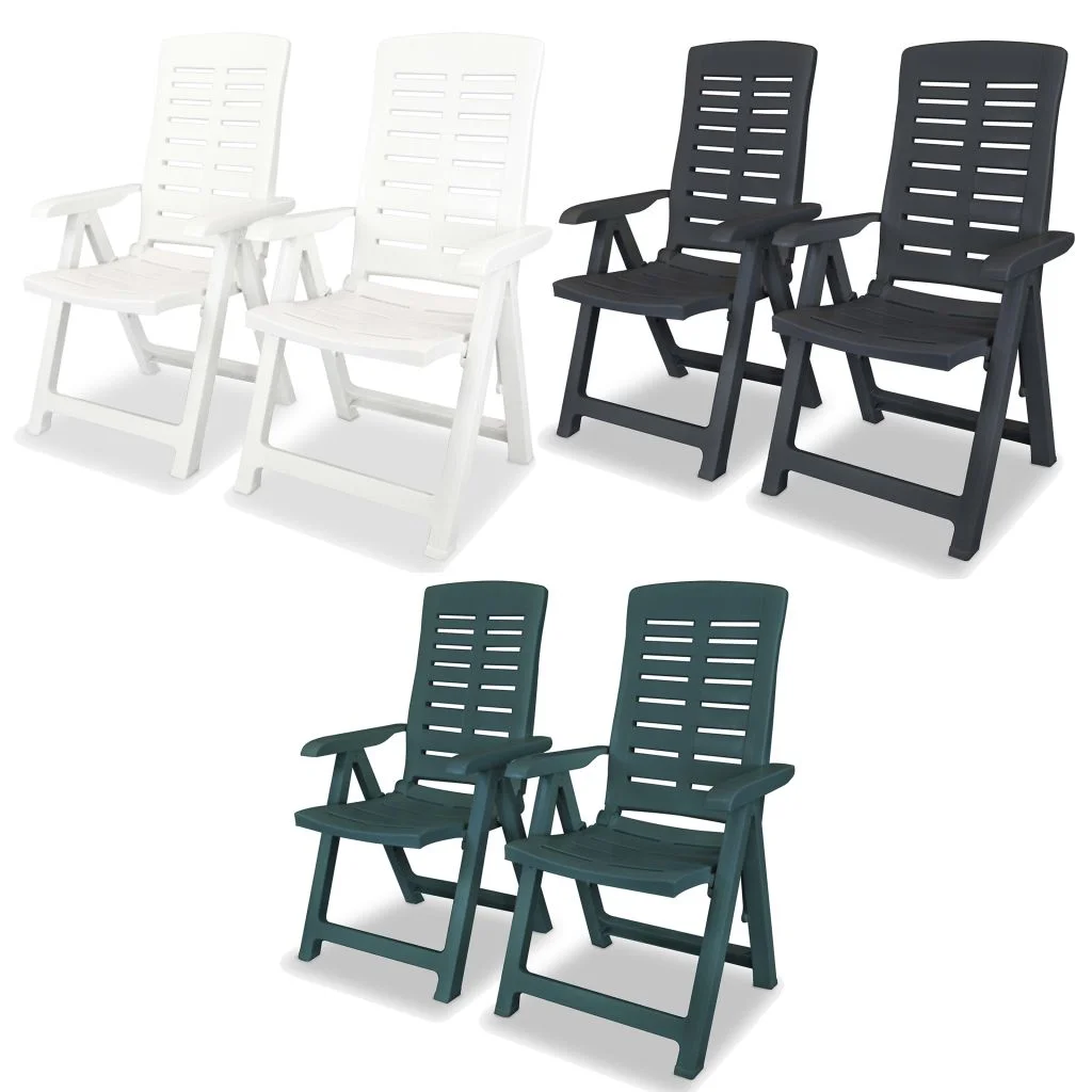 vidaXL Reclining Patio Chairs Outdoor Stack Dining Chair with Armrest Plastic - Image 10