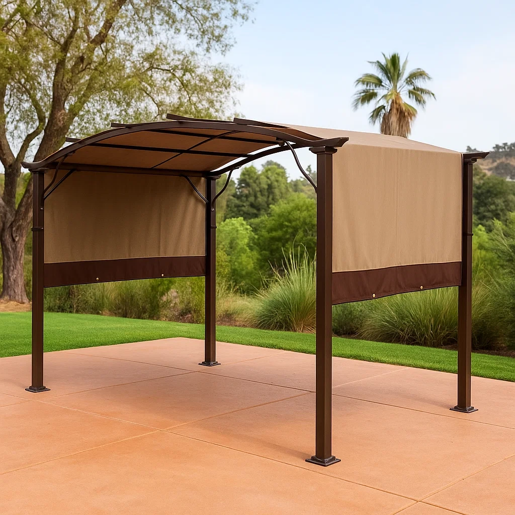 Pérgola de jardín,beige,acero y tela,uso exterior 300x300x250 cm