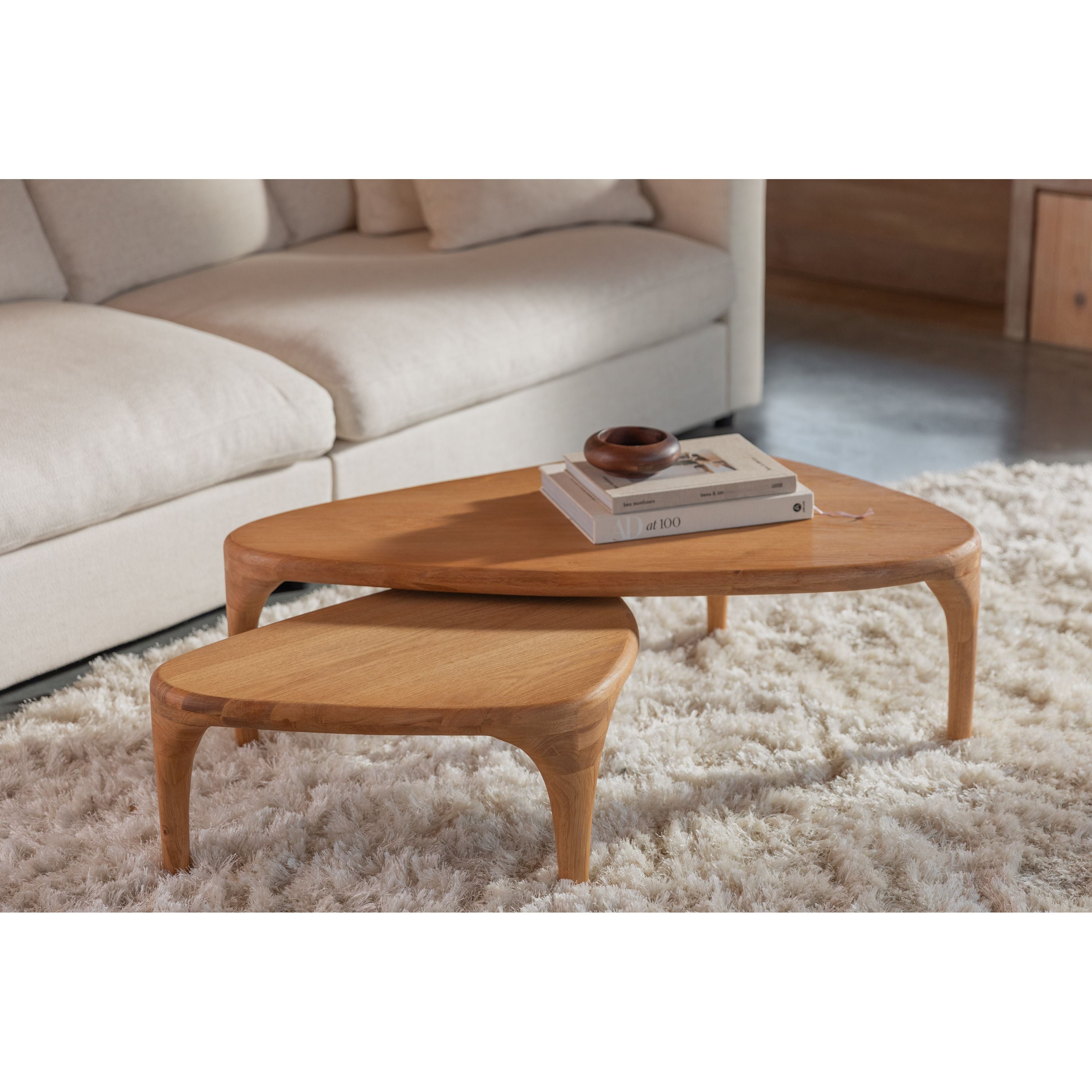 Zuiver Isla Salontafel Organische vorm Hout Naturel Set van 2