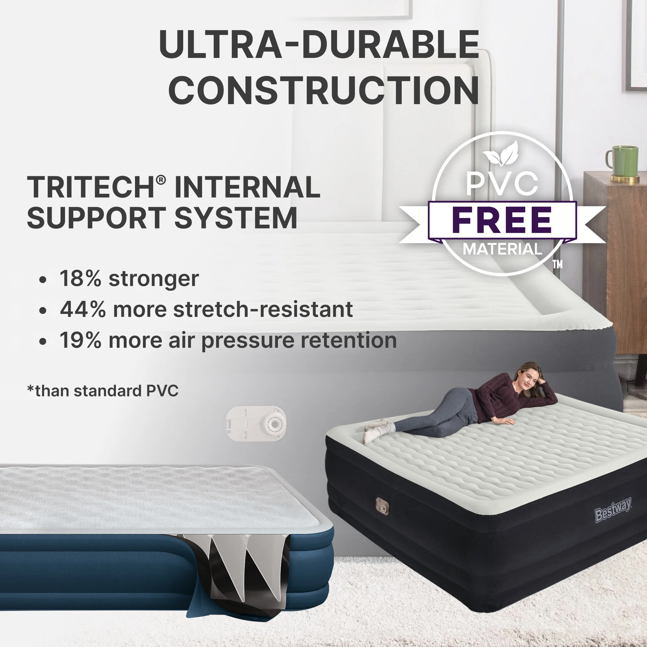 Bestway Tritech Air Mattress King 24" with Built-in AC Pump Included - Image 6