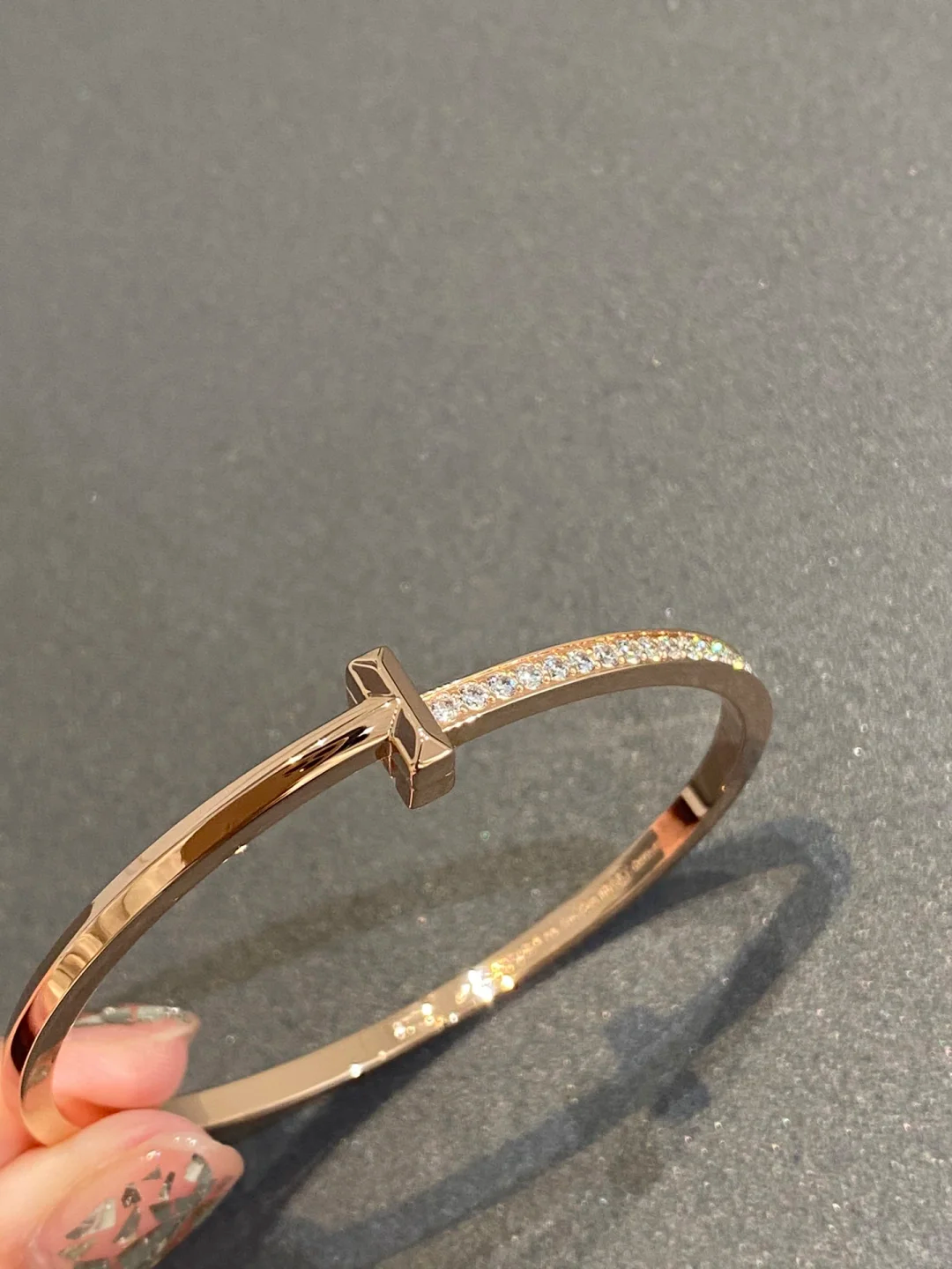 Tiffany T1 Narrow Diamond Hinged Bangle Bracelet - Original Replica Club