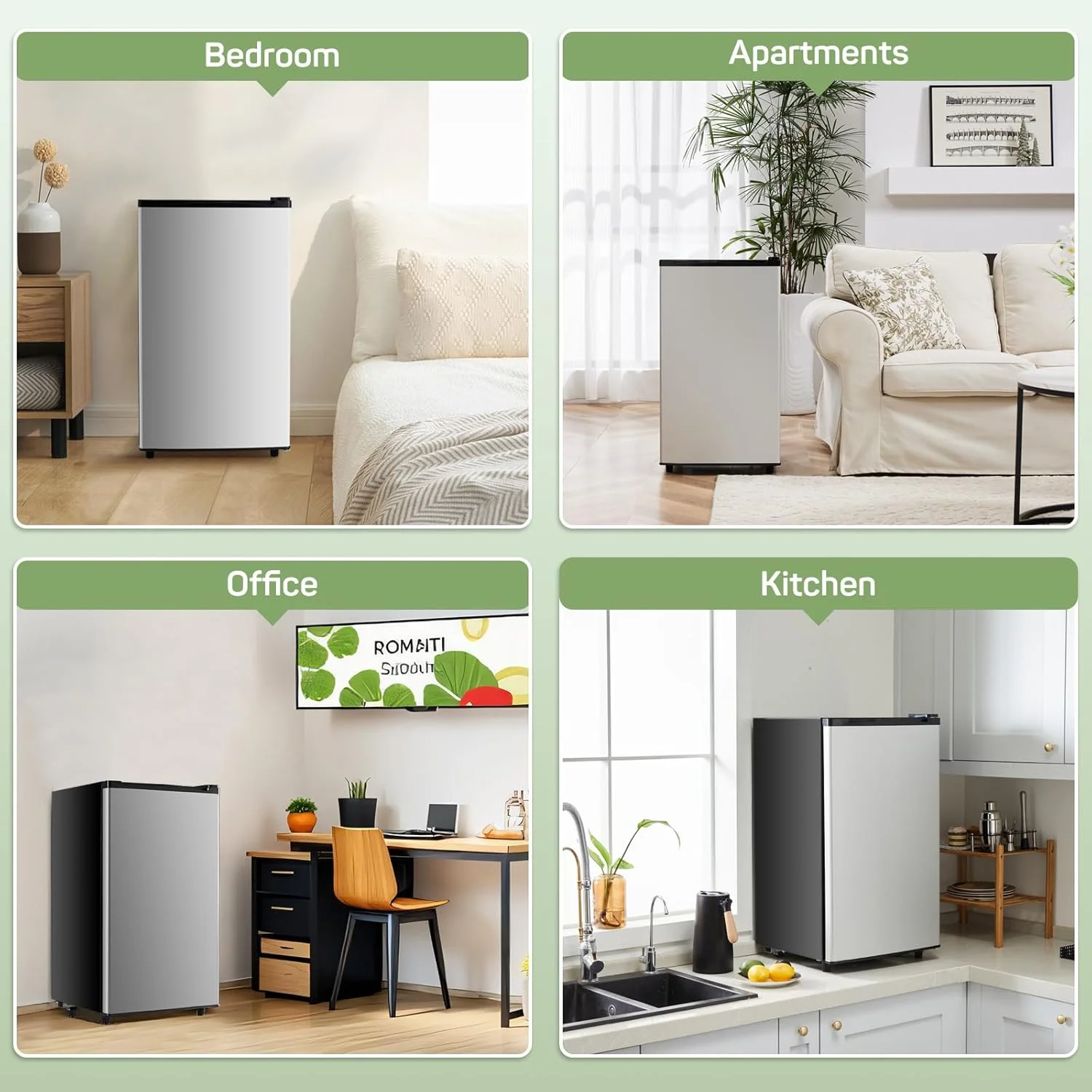 Simenmax 3.2 Cu.ft Single Door Mini Fridge,Silver - Image 4