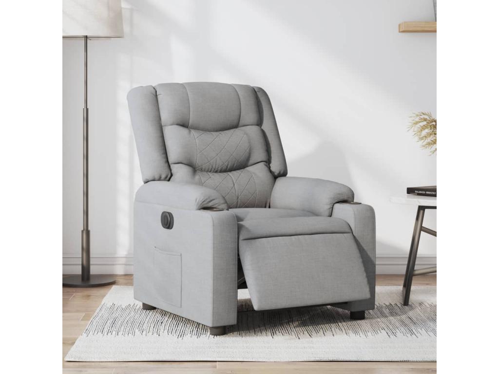 Sillón reclinable eléctrico tela gris claro
