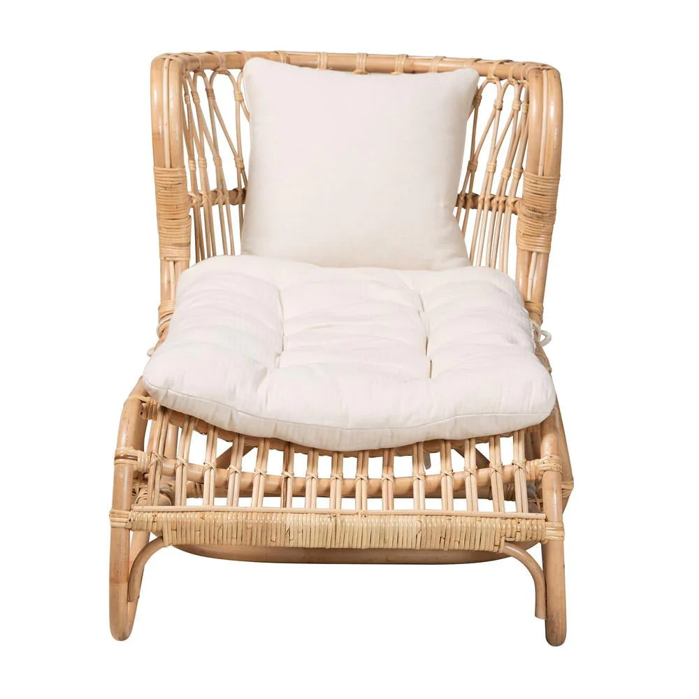 bali & pari Delara Modern Bohemian Natural Brown Rattan Chaise - Image 11