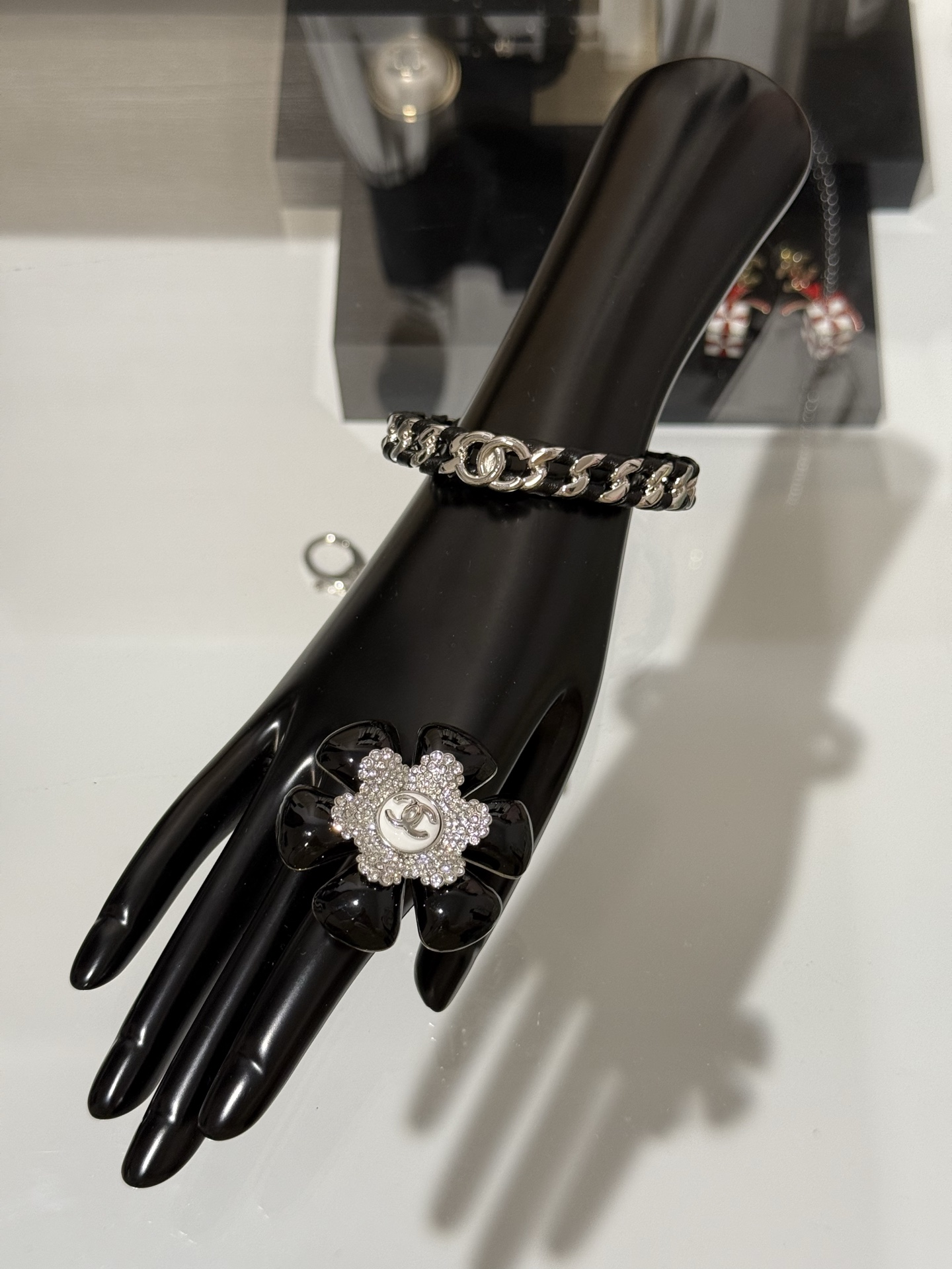 Chanel 26C Leather with Chain Bracelet Cuff Bangle - Original Replica Club