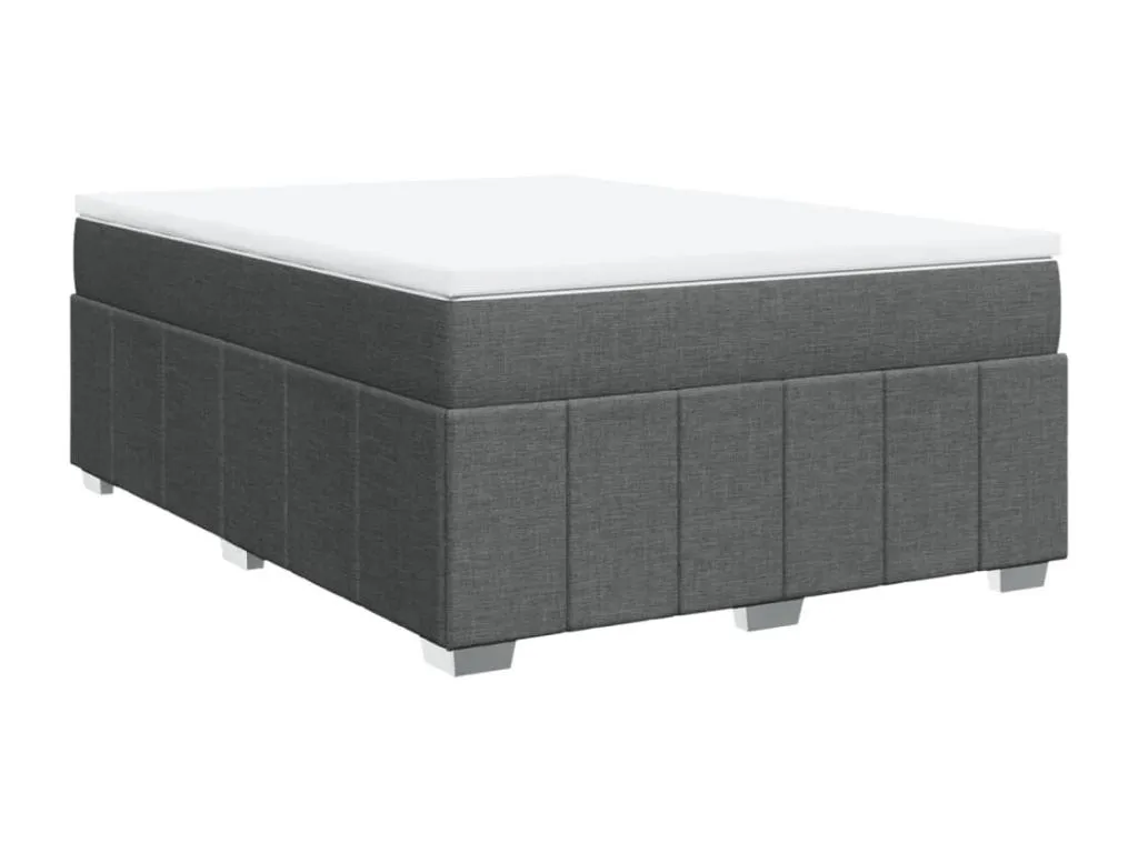 Cama box spring con colchón tela gris oscuro 160x200 cm njq3521492
