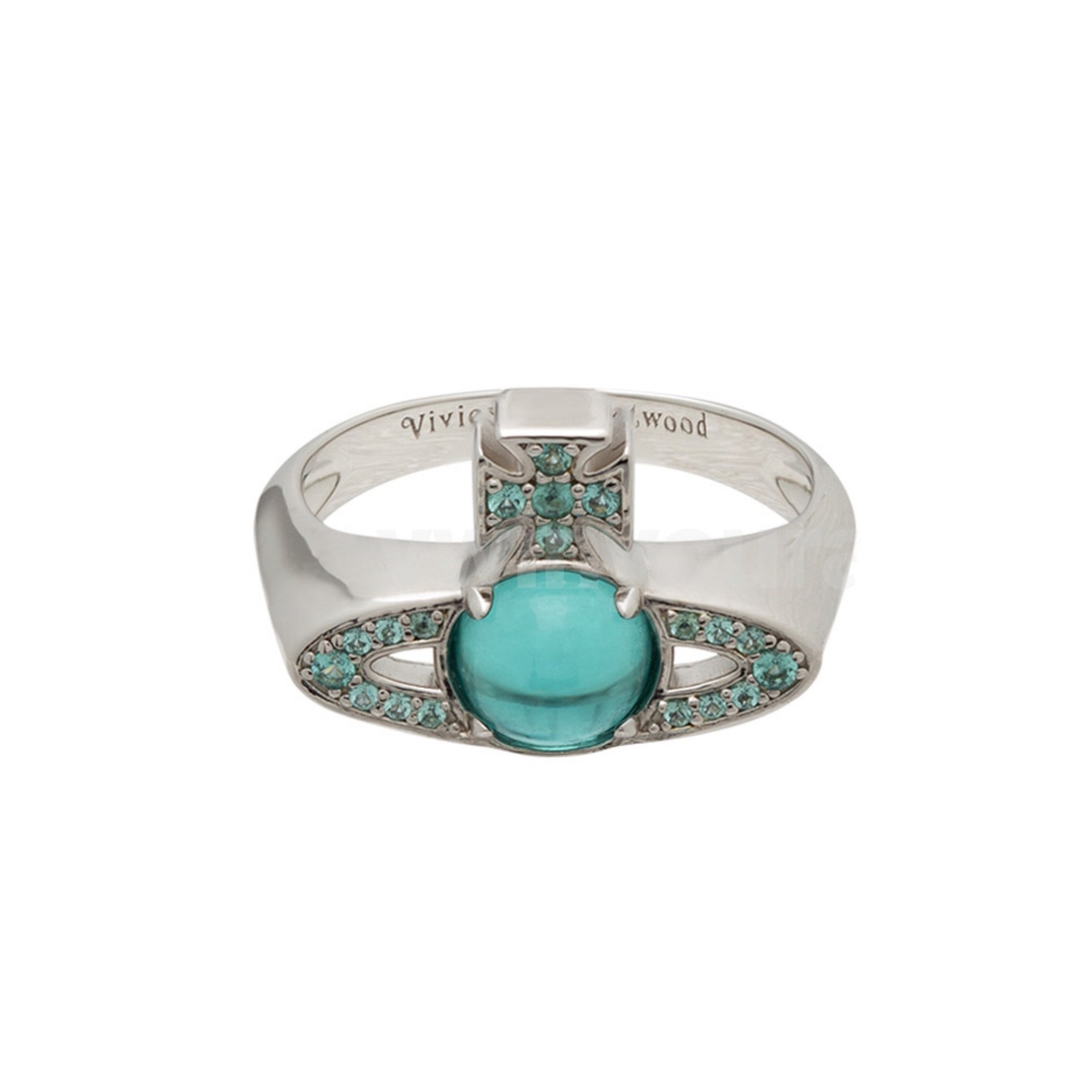 Vivienne Westwood Lake Blue Lucky Bead Saturn Ring - Original Replica Club
