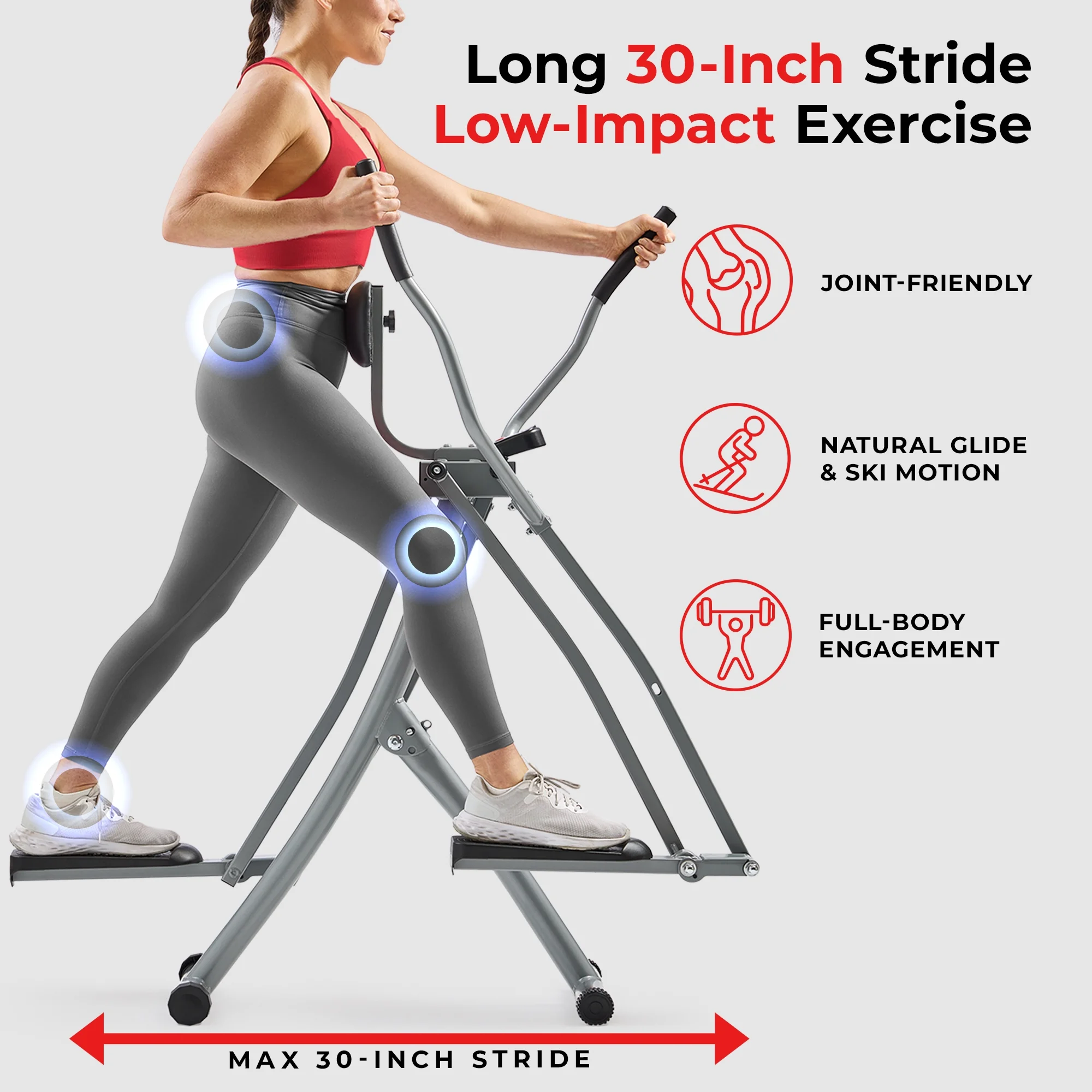 Sunny Health & Fitness Manual Air Walker Elliptical – 30″ Stride, Low Impact, Lightweight, Quiet with Free SunnyFit App - Image 4