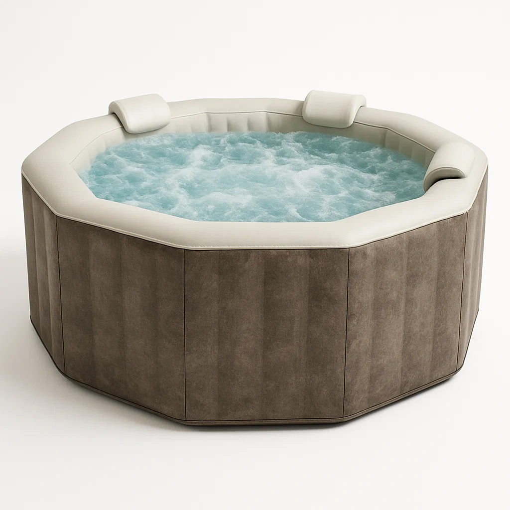 Spas hinchables 180x180x70 cm 4 plazas forma octogonal color marrón claro/beige FYUPGca359XV