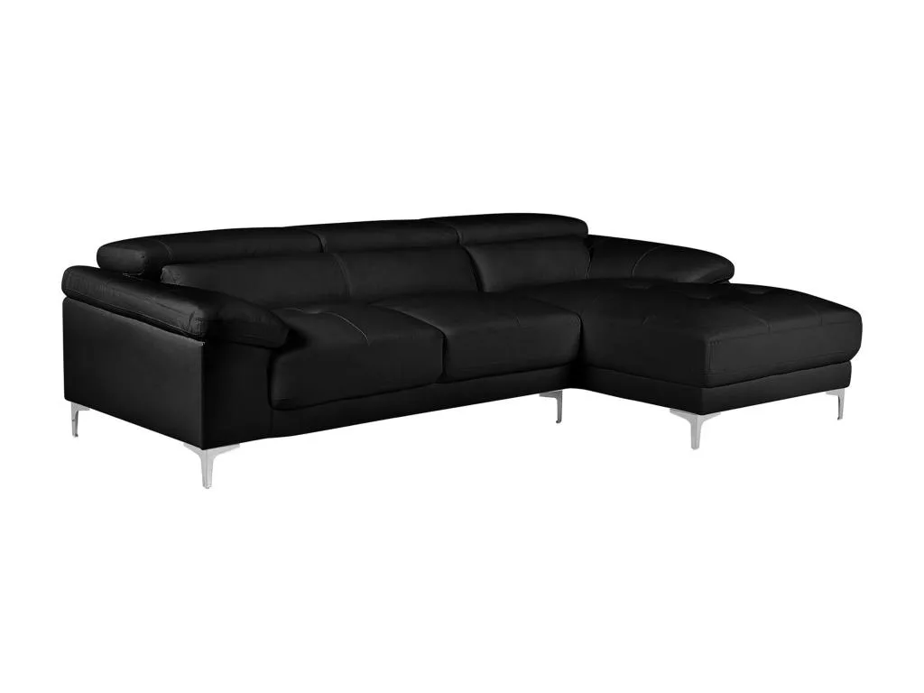 Sofá rinconero de piel Sancaldeco - Negro - Ángulo derecho 07703OWOQ