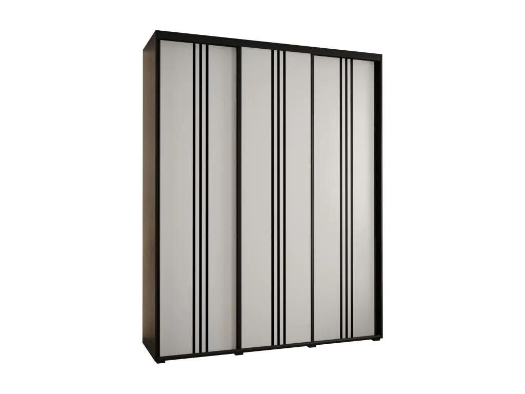 Armario Davos 6 corredero 235,2x200x45 cm 3 puertas diseño negro/blanco/negro pvz3168036