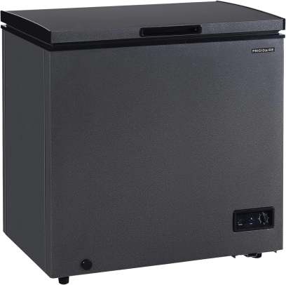 Frigidaire chest freezer (7 cubic feet), granita finish, adjustable thermostat, easy defrost function, removable basket