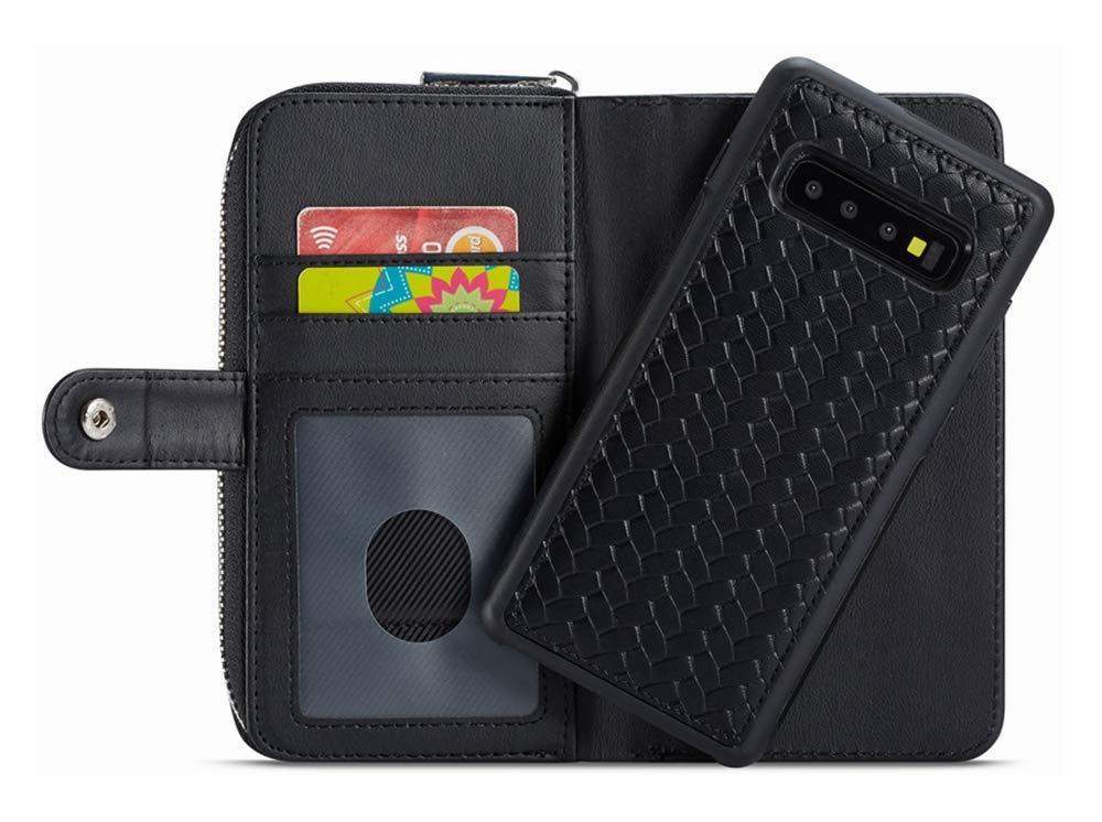 SAMSUNG Weave Texture Zipper Wallet Magnetic Detachable 2 In 1 Case