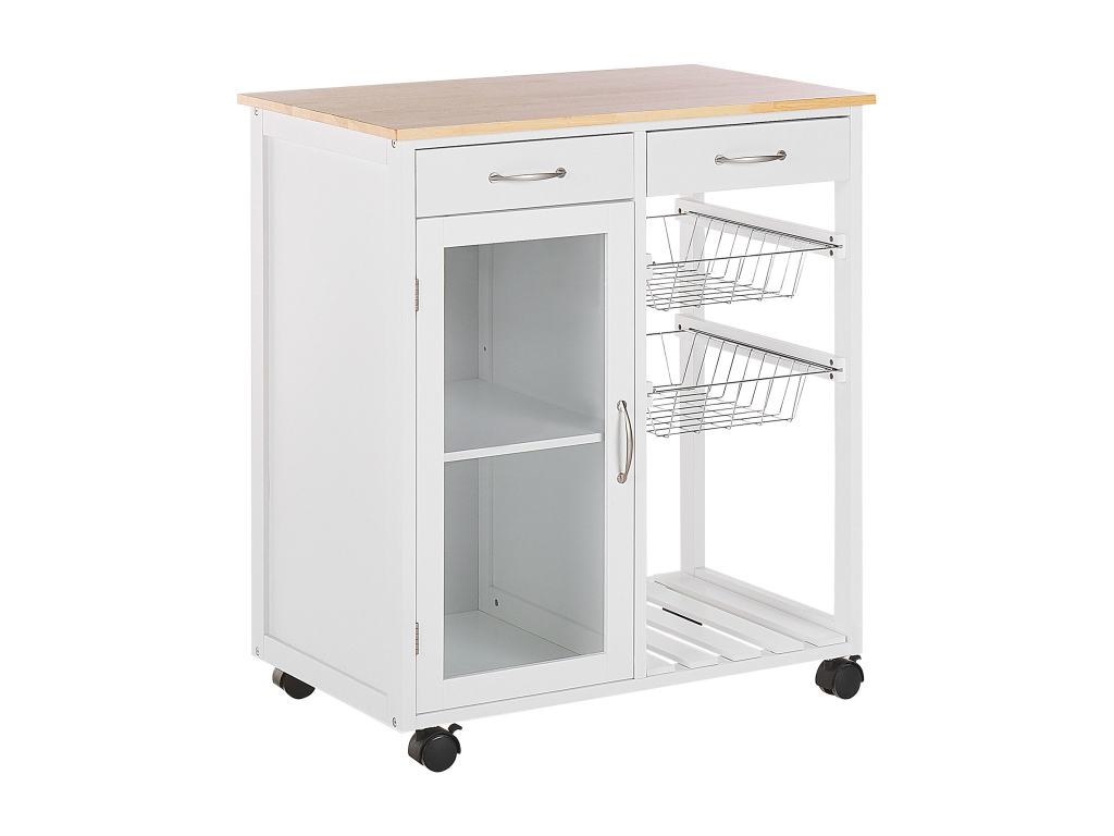 Carrito de cocina blanco/madera clara BOVES