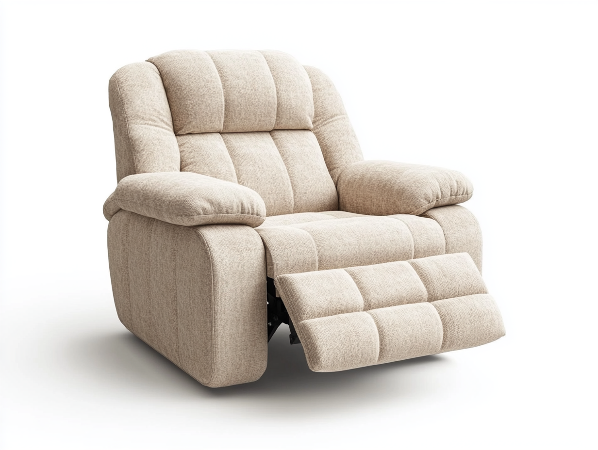 Sillón reclinable tapizado 95×100×105 cm – beige claro – con acolchado extra y reposapiés extensible