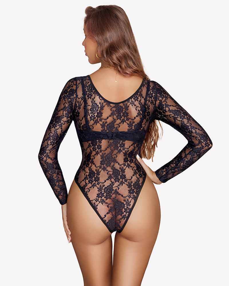 Long Sleeve Sheer Mesh Bodysuit
