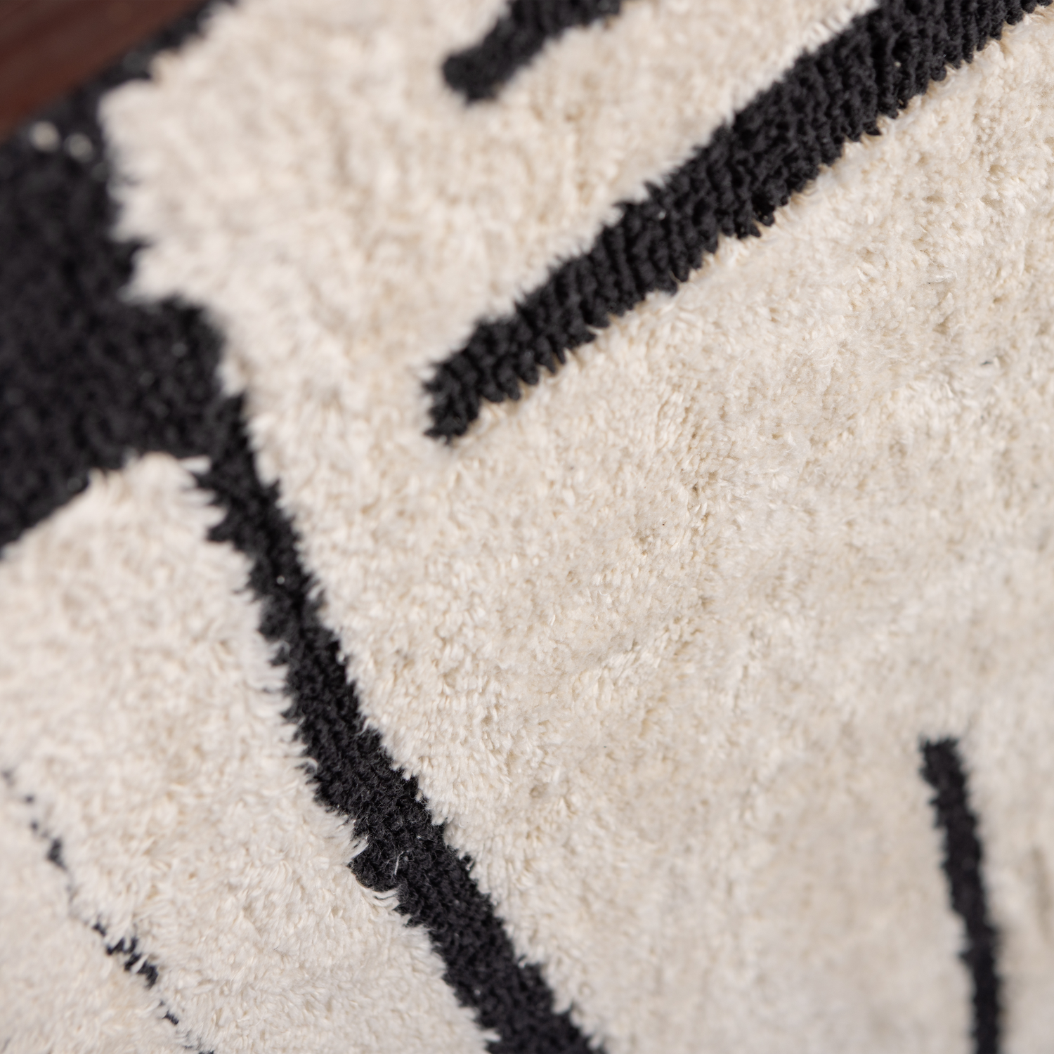 WOOOD Anka Wanddeco - Katoen Hout - Zwart Wit - 90x60x10