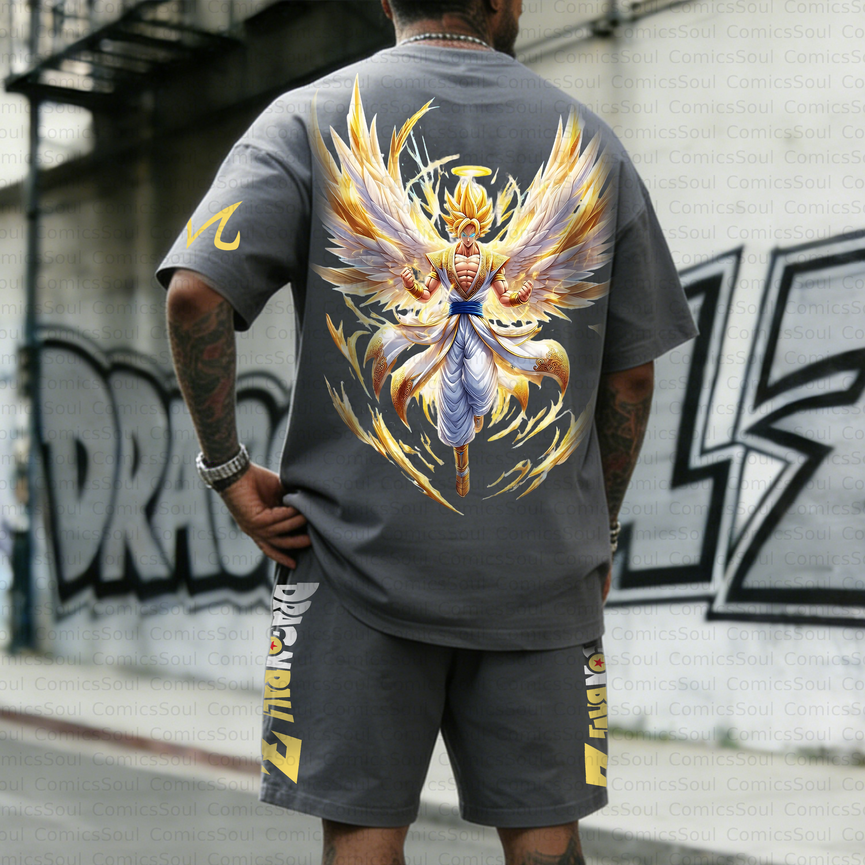 Unisex Anime Inspired Vintage T-shirt& Shorts 2 Pieces Set