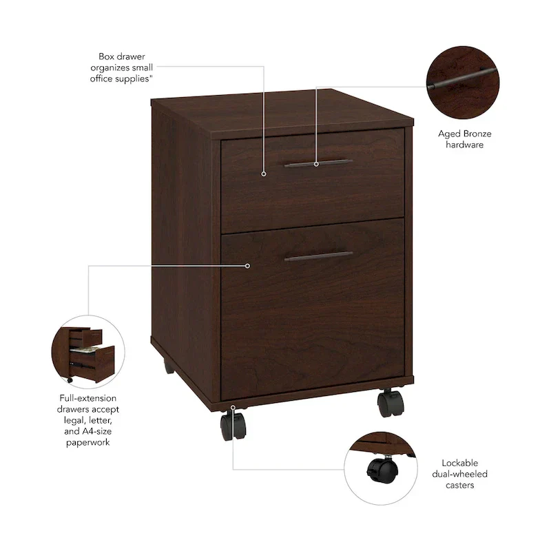 Bush Furniture Key West Mobile File Cabinet with 2 Drawers