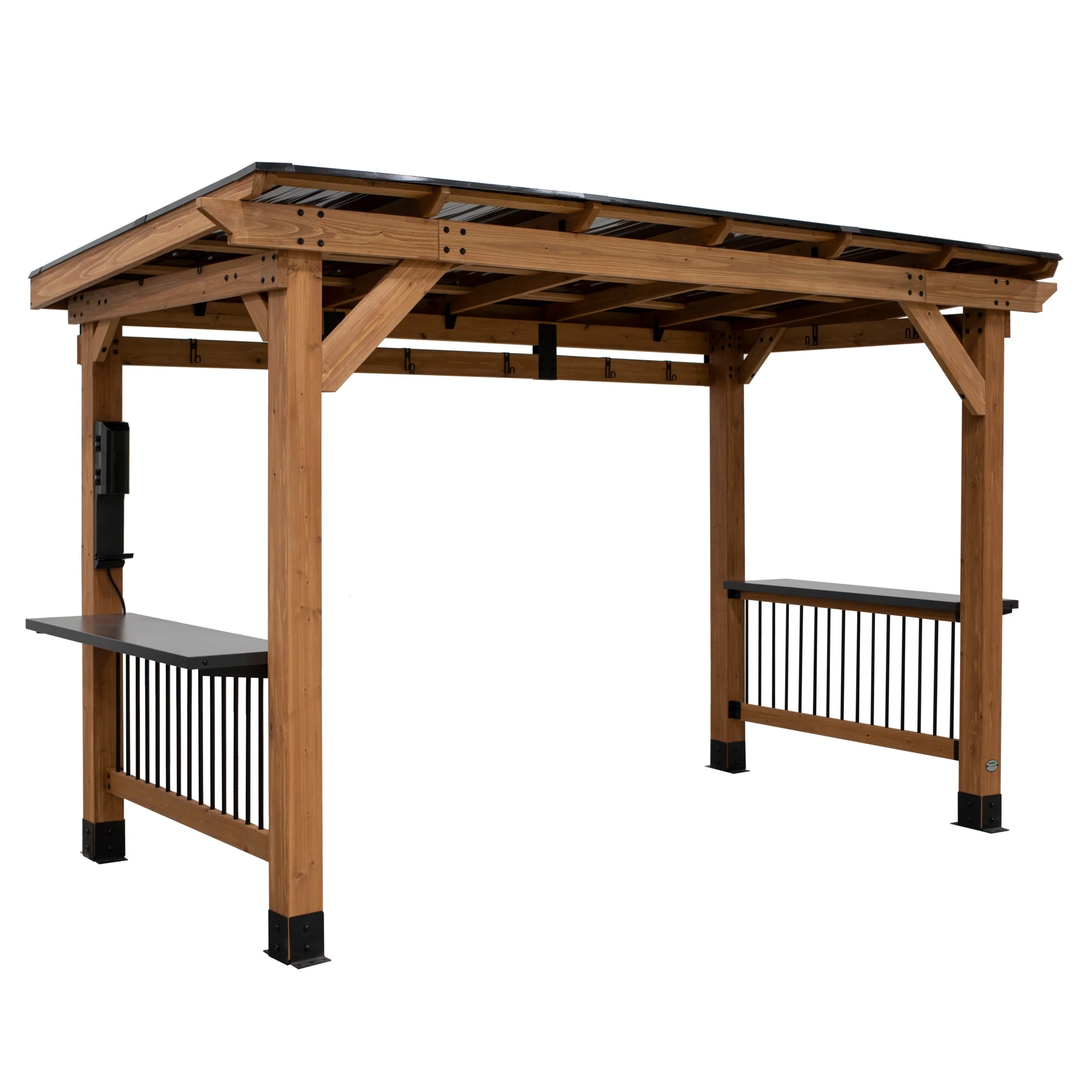 Backyard Discovery Saxony XL 12'x6' Cedar Grill Gazebo, Galvanized Steel Roof, Bar Tops - Image 2