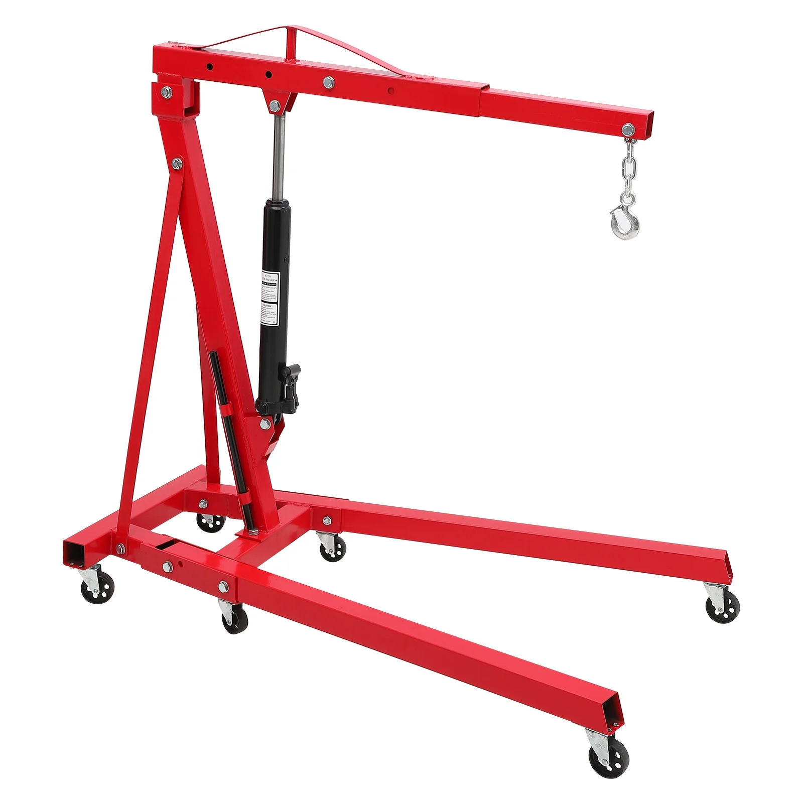 Ladcaser 2 Ton Engine Hoist, Folding Cherry Picker Engine Hoist with Lever and 6 Casters, 4400lbs Heavy Duty Hydraulic Shop Crane, Engine Crane Lifter for Workshops Garage Warehouse - Image 2