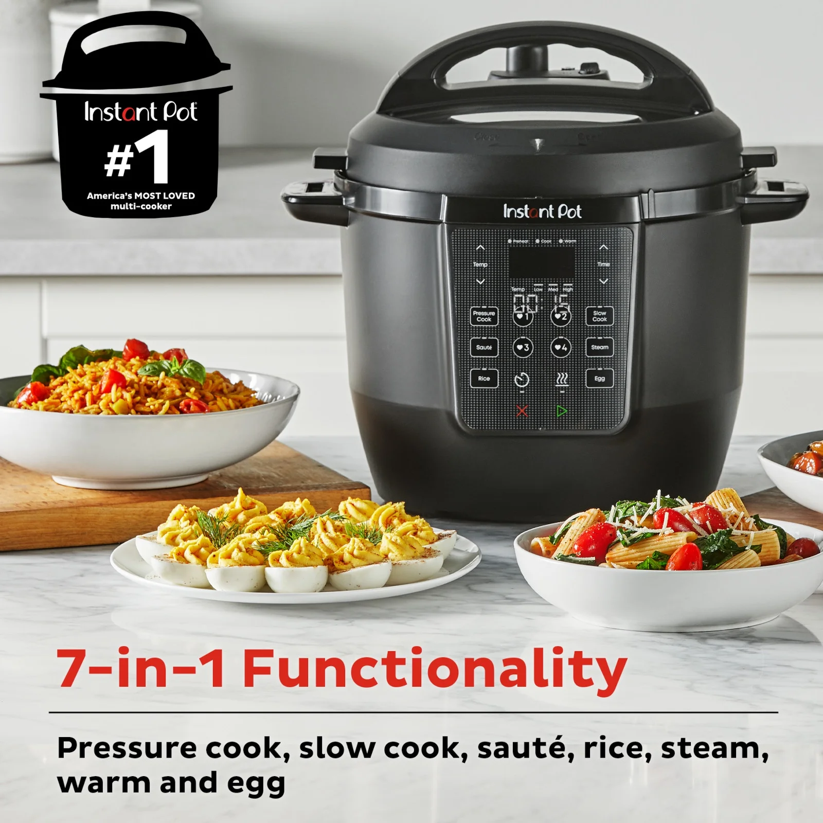 Instant Pot 6Qt RIO Chef Series 7-in-1 Multi-Cooker, Pressure Cooker, Slow Cook, & More, Black - Image 2