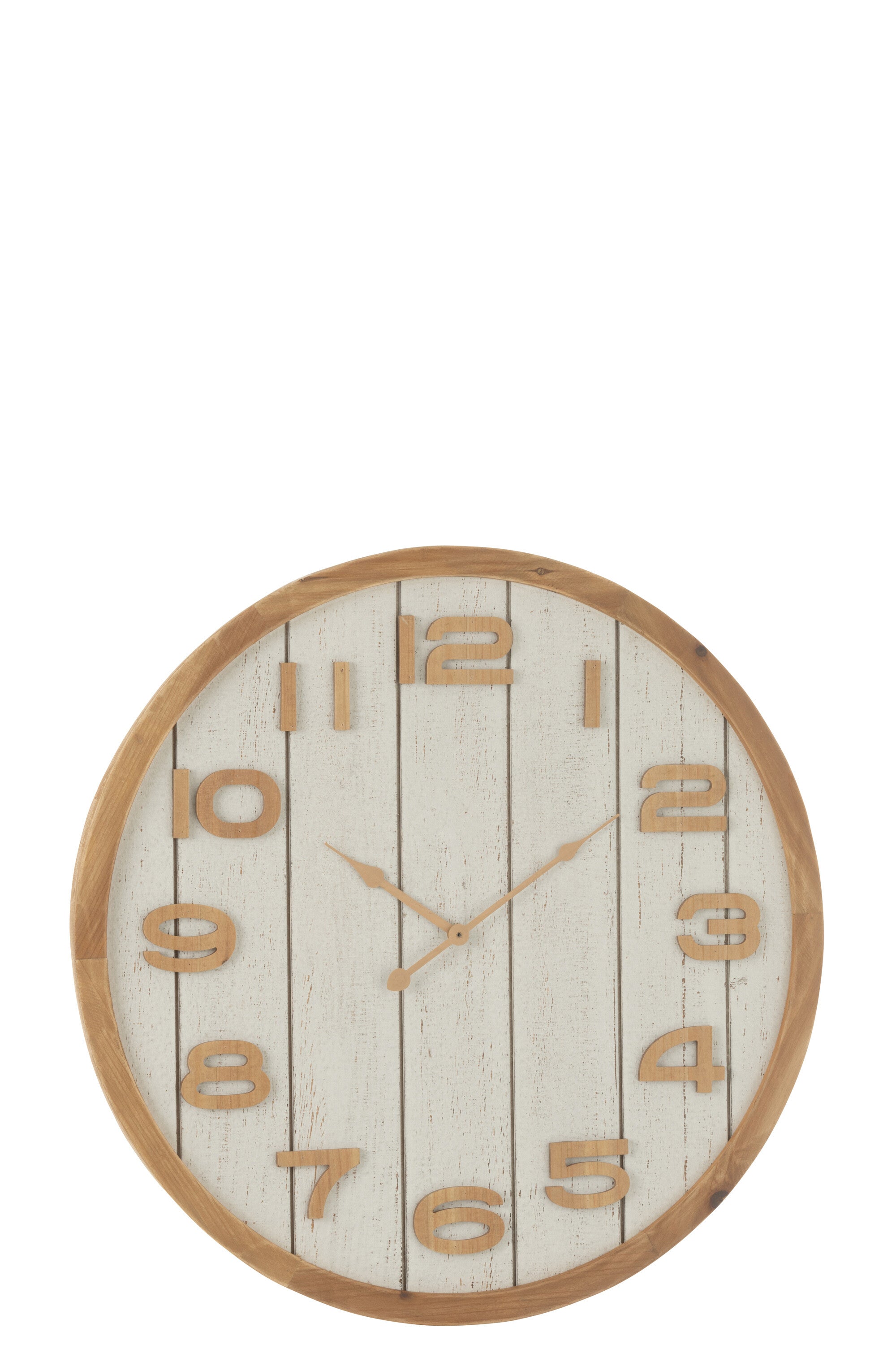 J-Line klok - hout - wit naturel - large - Ø 60 cm