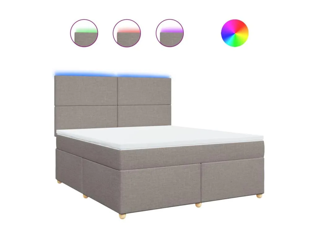 Cama box spring con colchón tela gris taupe 180x200 cm dyg3519817