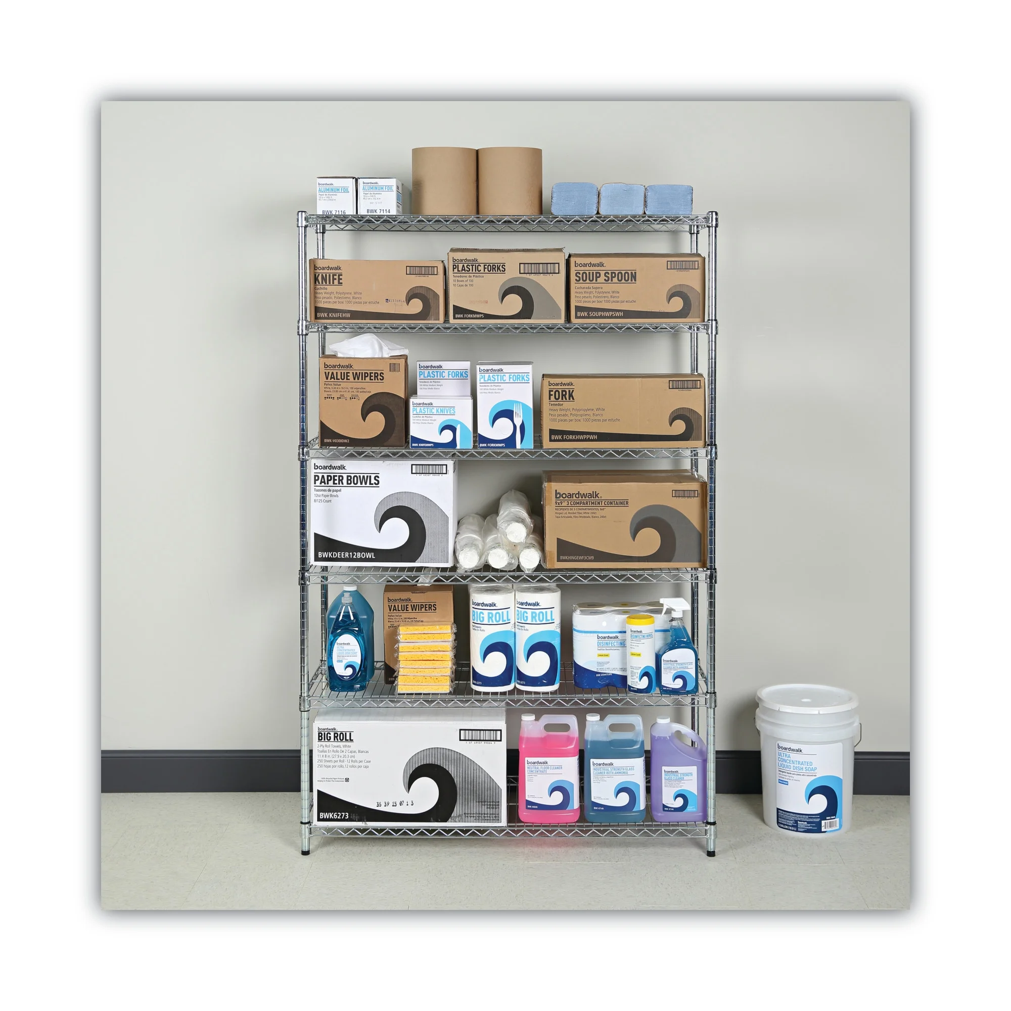 Alera NSF Certified 6-Shelf Wire Shelving Kit, 48w x 18d x 72h, Silver - image 8