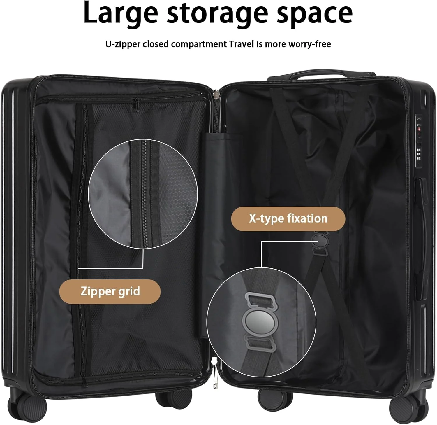 20 Inch Carry On Luggage With Cup Holder & USB Port, Airline Approved TSA-locked Luggage, Lightweight PC Material Travel Suitcase With 360- Spinner Wheel - Image 14