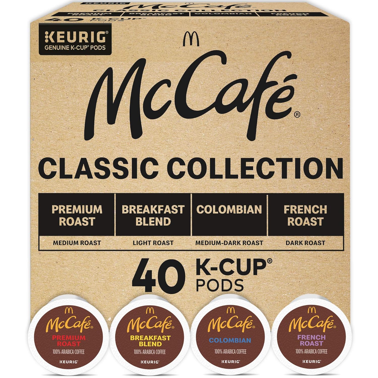 McCafe Classic Collection. Single-Serve Coffee K-Cup Pods. Classic Collection Variety Pack. 40 Count