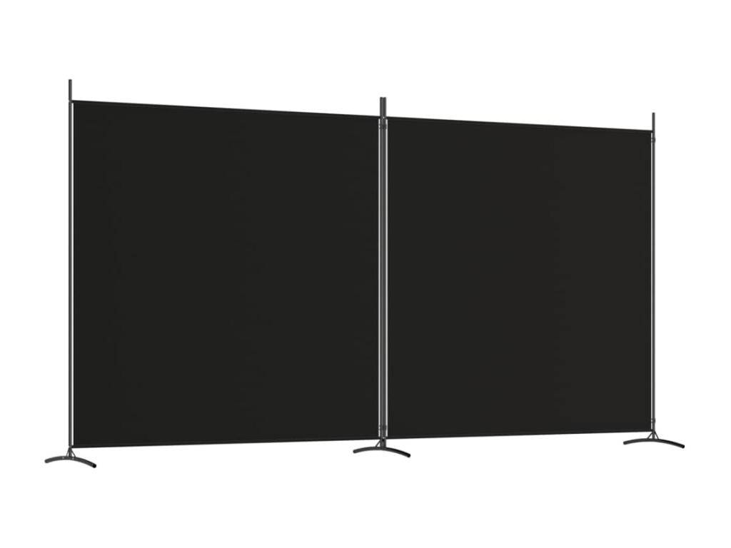 Biombo divisor de 2 paneles de tela negro 348x180 cm