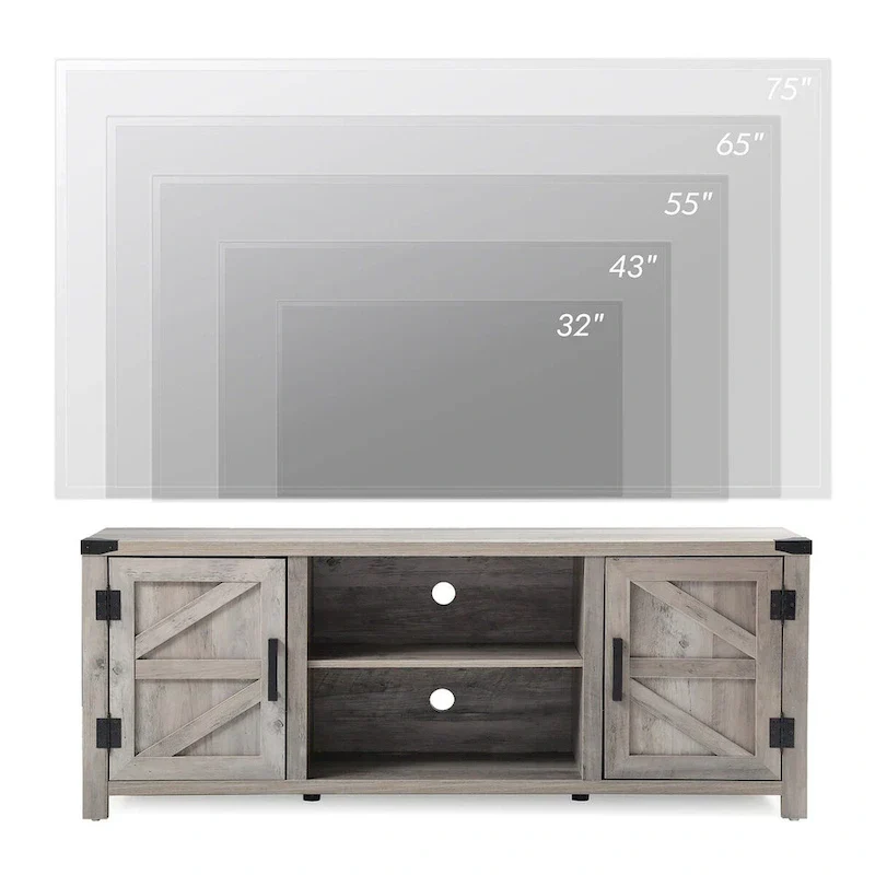 Rustic Farmhouse Barndoor TV Stand - Entertainment Center for TVs up to 70 Inches