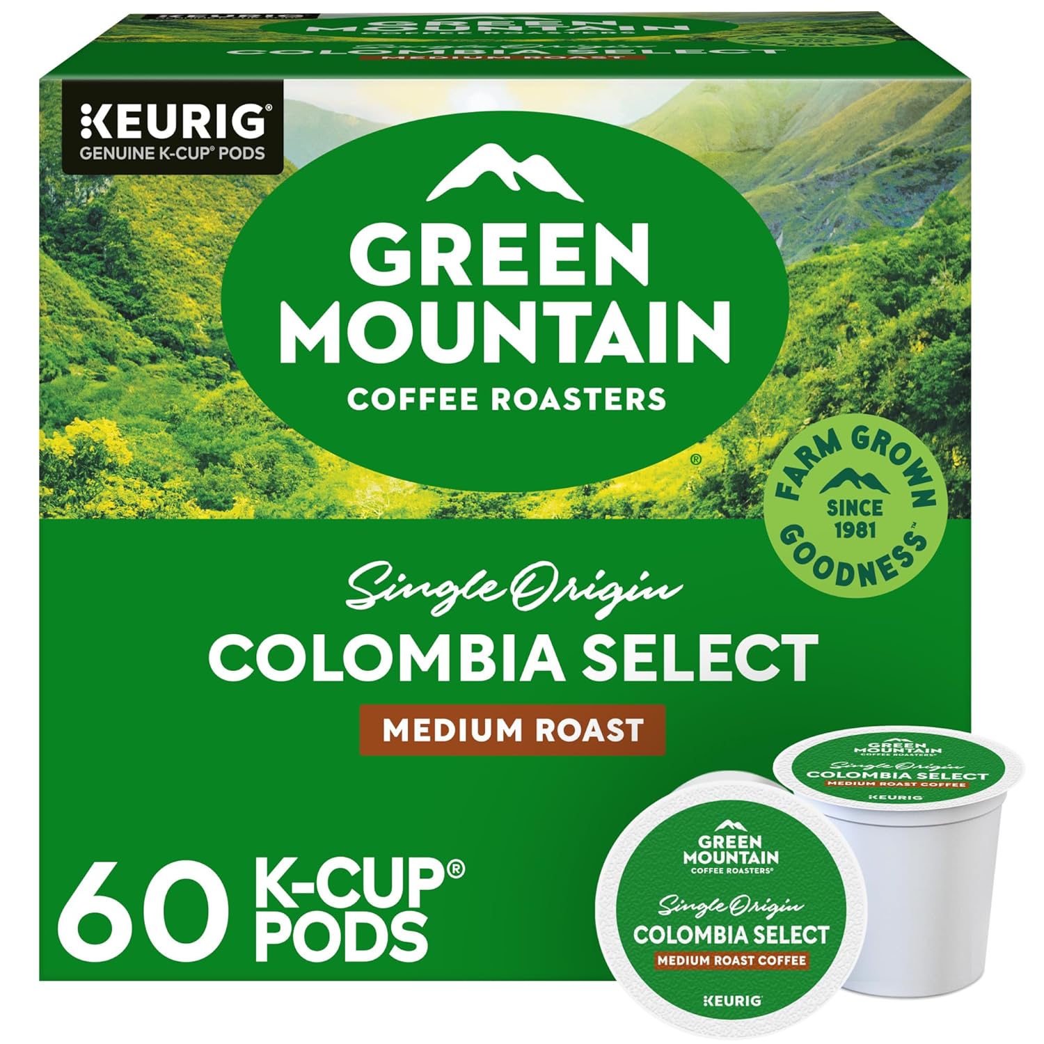 Green Mountain Coffee Roasters Colombia Select. Keurig Single Serve K-Cup Pods. Medium Roast Coffee. 60 Count. (6 Packs of 10)