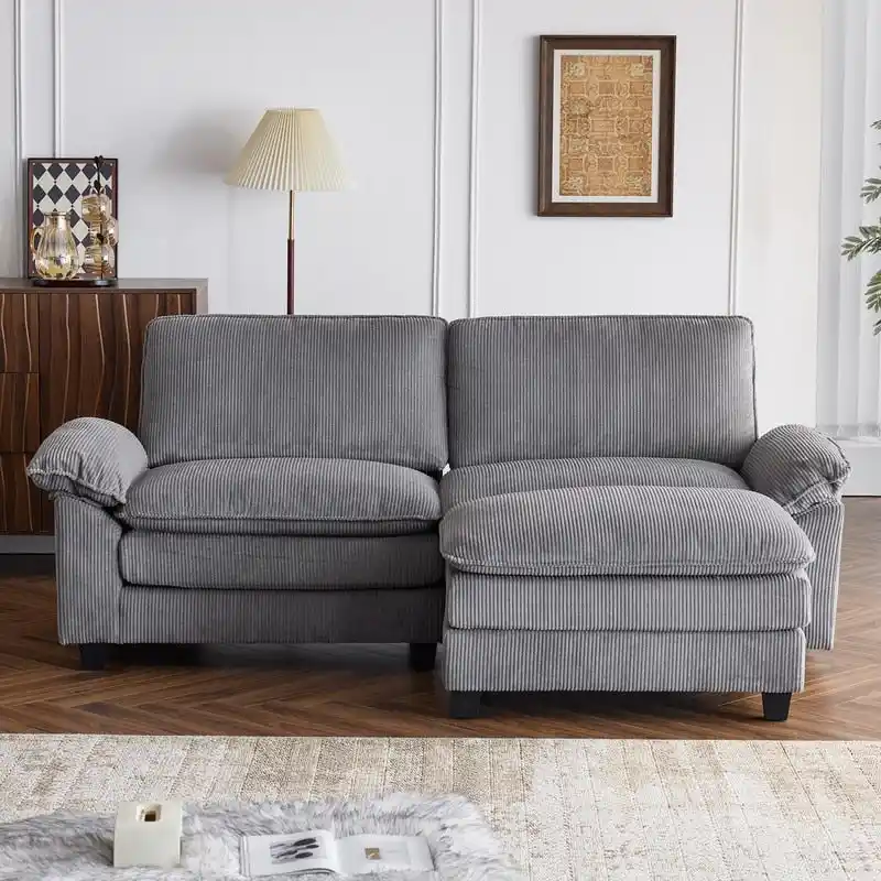 Chenille Two-Seater Sofa with Footstool - 2+1 Indoor Double Bag, Dimensions: 217*141*85