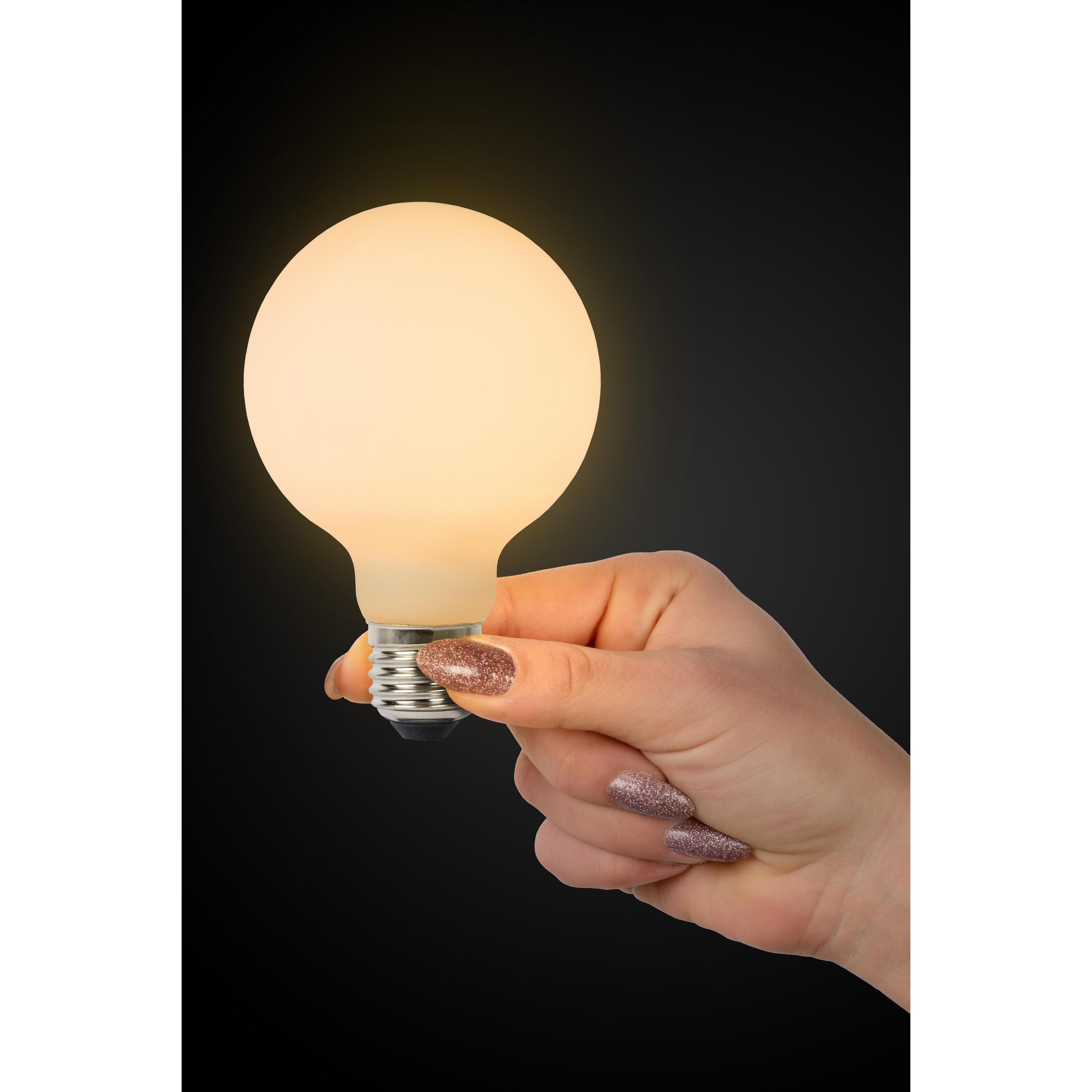 G80 LED lichtbron E27 8W 2700K opaal dimbaar 3-step