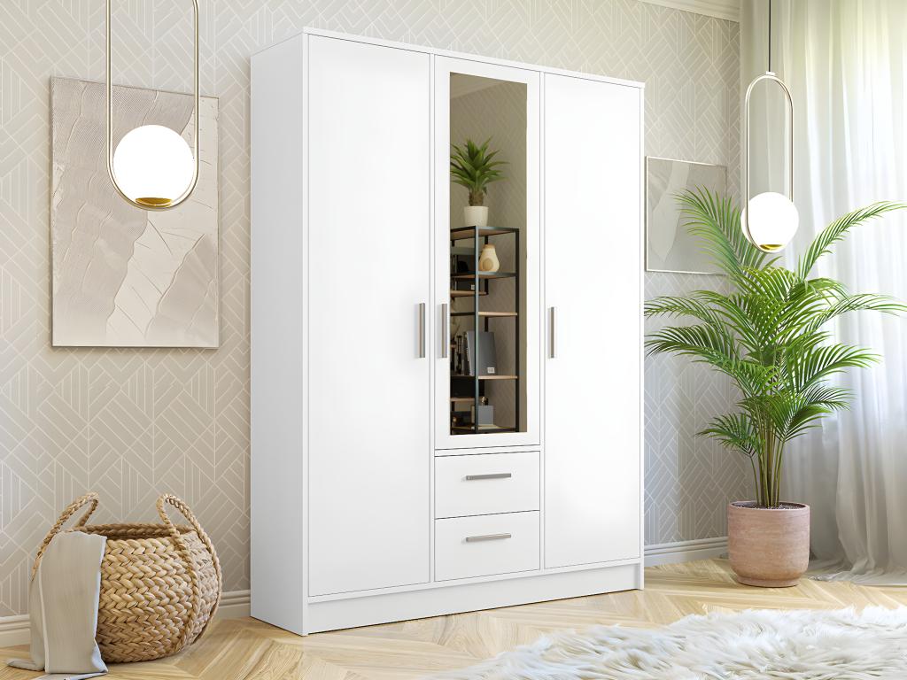 Armario Nestliq M103 - Blanco - 202x153x40cm - Puertas de armario Con bisagras