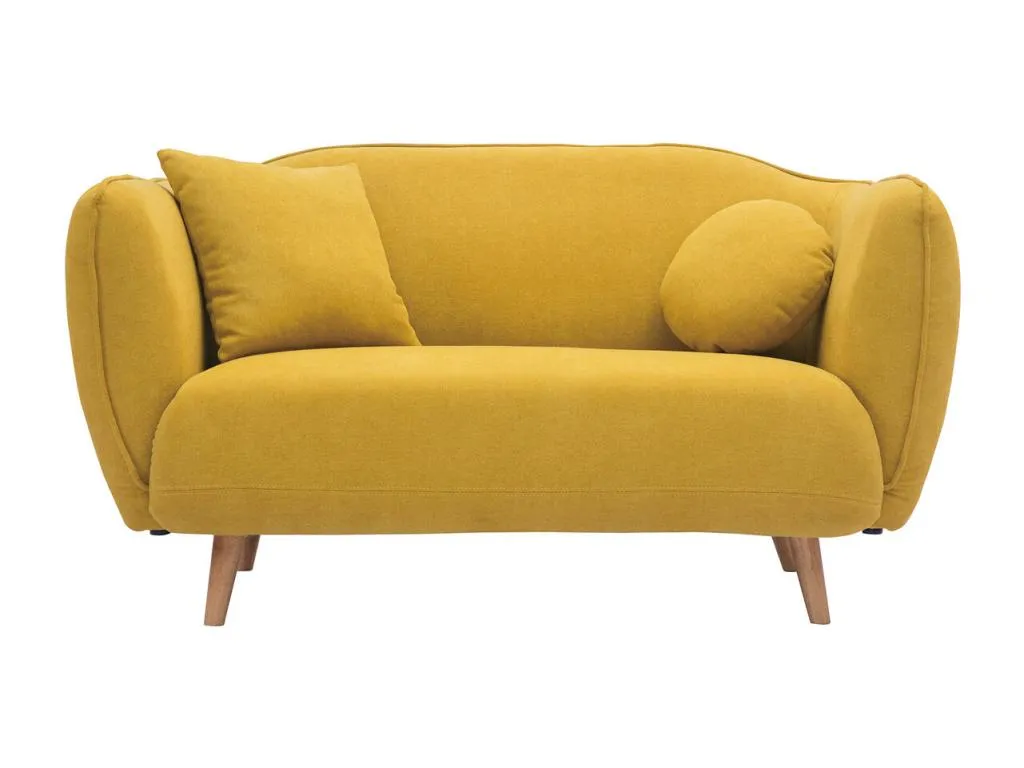 Sofá de estilo nórdico tejido amarillo mostaza con efecto aterciopelado 2 plazas Banakdecoracion 17694JACH