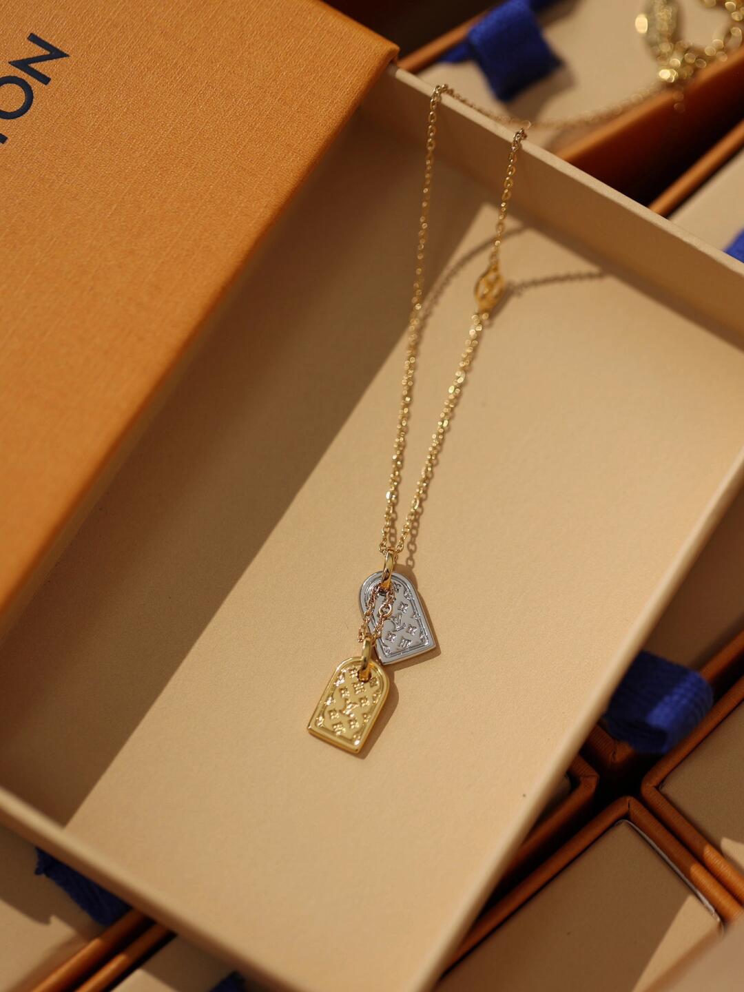 Louis Vuitton Gold and Silver Tags Pendant Necklace - Original Replica Club