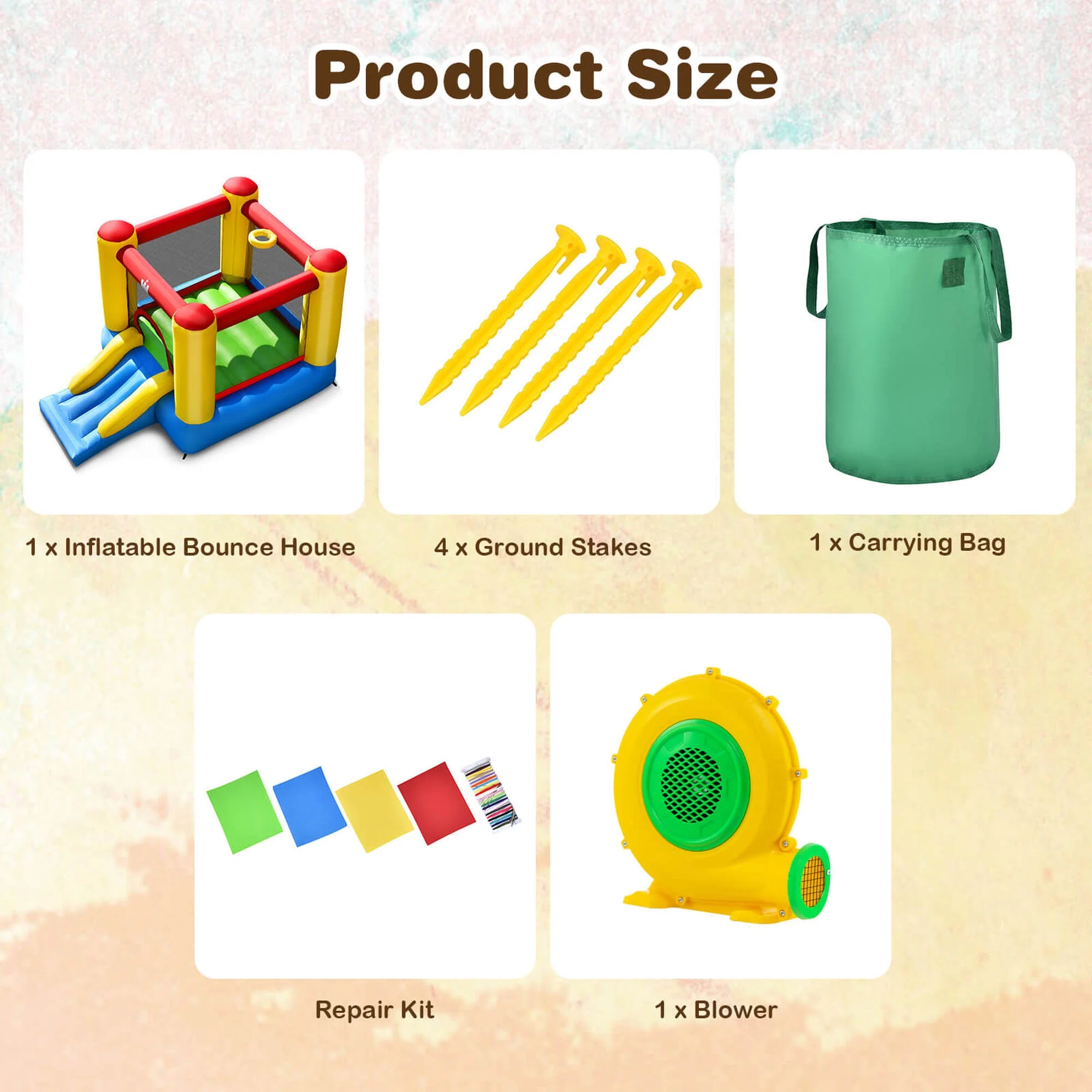 Costway Inflatable Bouncer Kids Bounce House Jumping Castle Slide with 480W Blower - Image 4