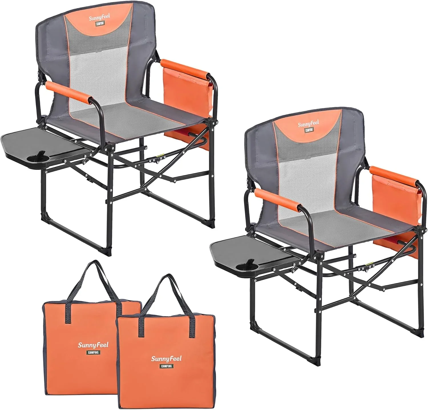 Folding Camping Chairs With Side Tables And Storage Bags - 2 Pcs - Image 2 Folding Camping Chairs With Side Tables And Storage Bags - 2 Pcs - Image 2