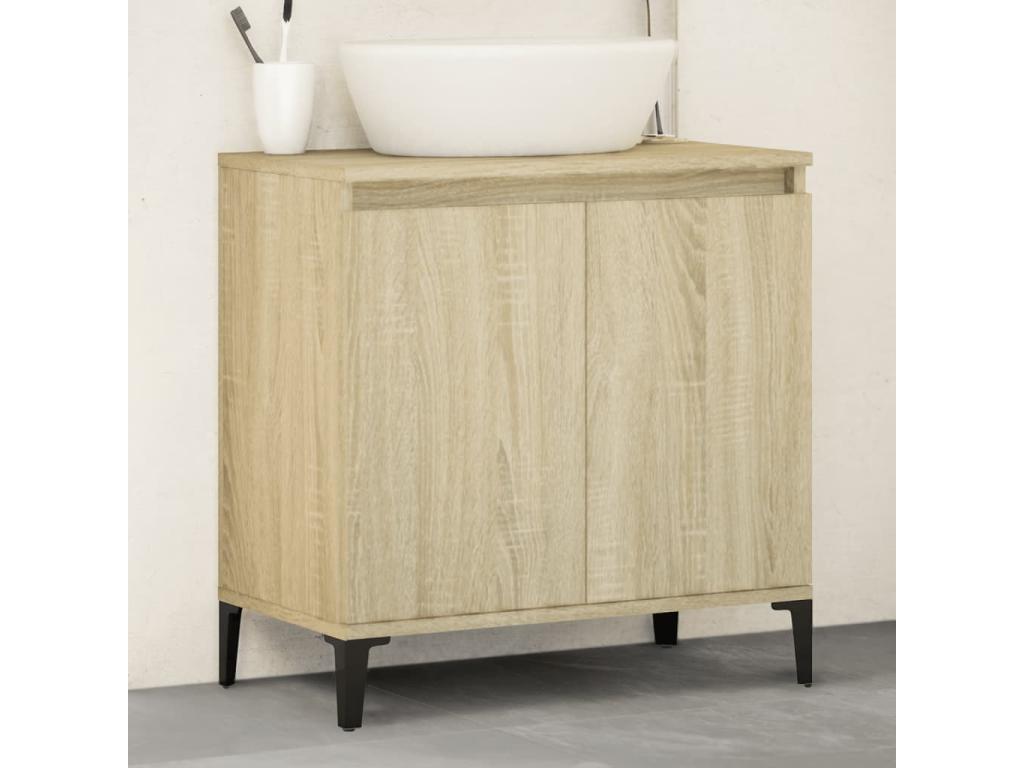Armario de lavabo madera contrachapada roble Cozetiq 58x33x60 cm