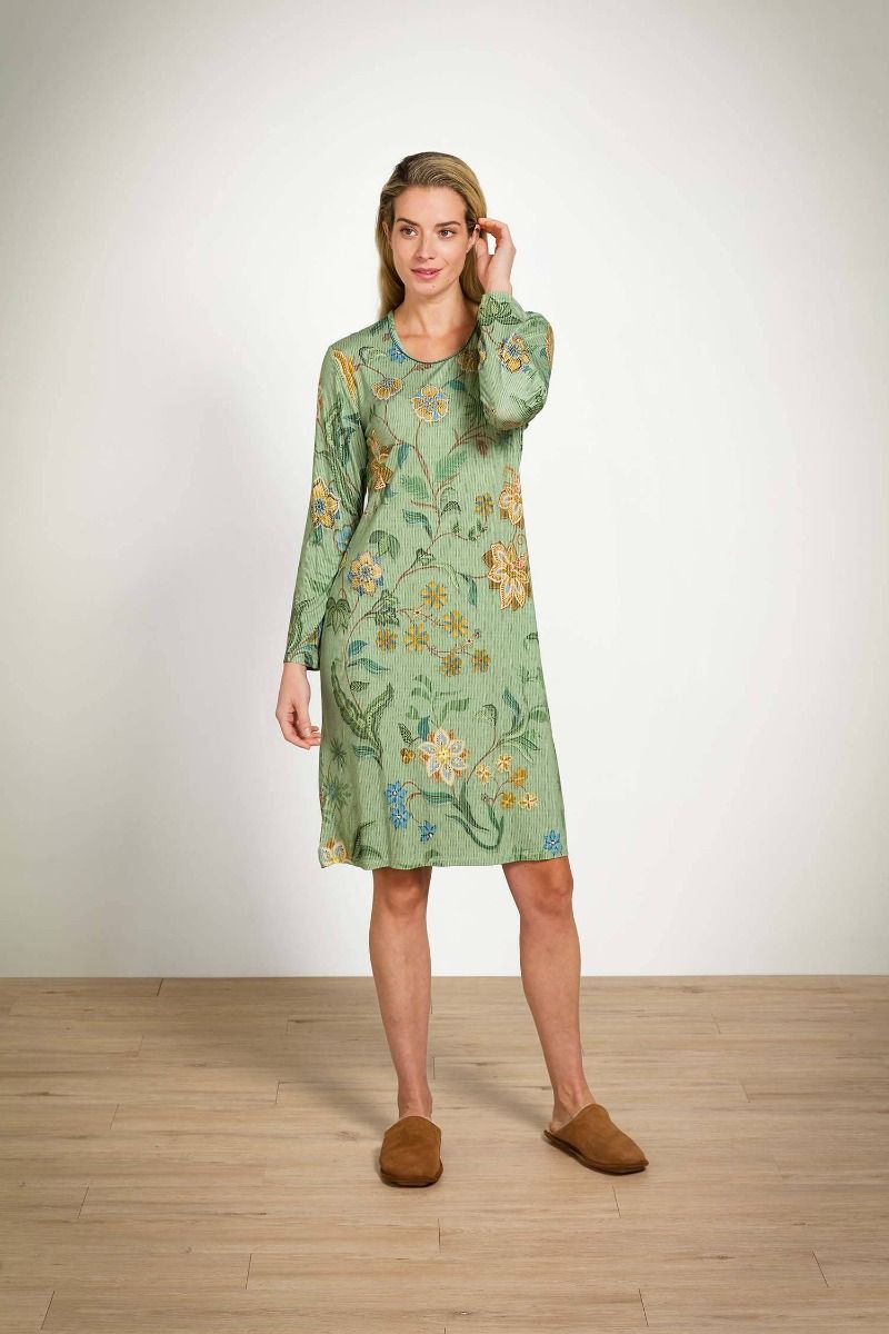 Destiny Long Sleeve Nightdress Safari Bloom Green