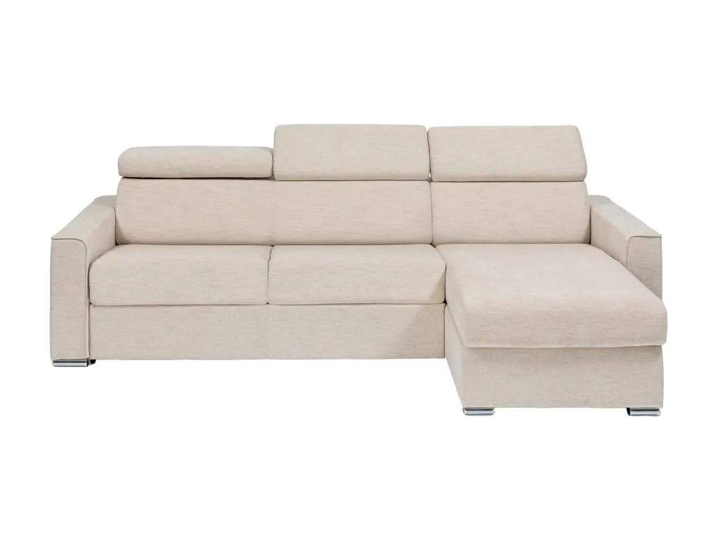 Sofá cama esquinero reversible tipo italiano de tela beige - Colchón de 160 cm - Colchón de 14 cm - Lluesmamuebles