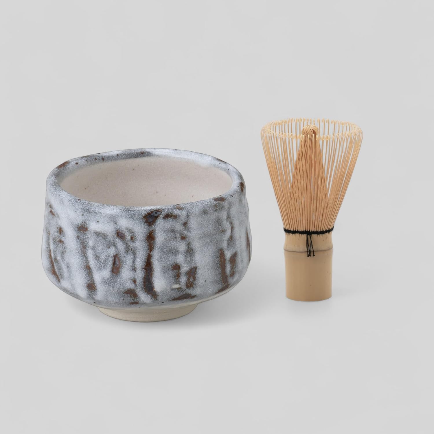 Handmade Ceramic Matcha Tea Bowl Authentic Japanese Tea Ceremony Pottery, Mino Ware Made in Japan, Oni Shino