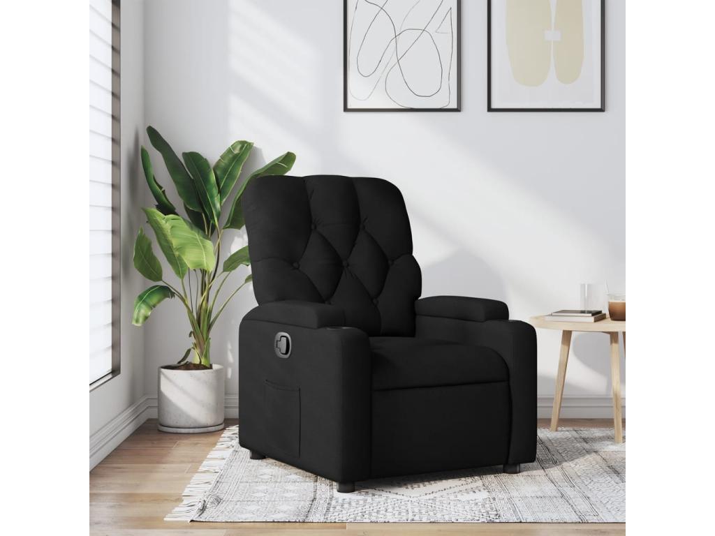 Sillón reclinable de tela negro