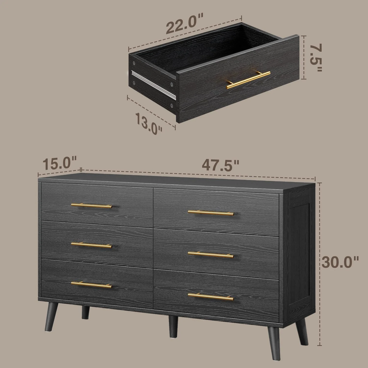Lofka King Bedroom Furniture Set - Includes One King Bed Frame, Two Nightstands and 2 Dressers for Modern Home Decor - Image 8