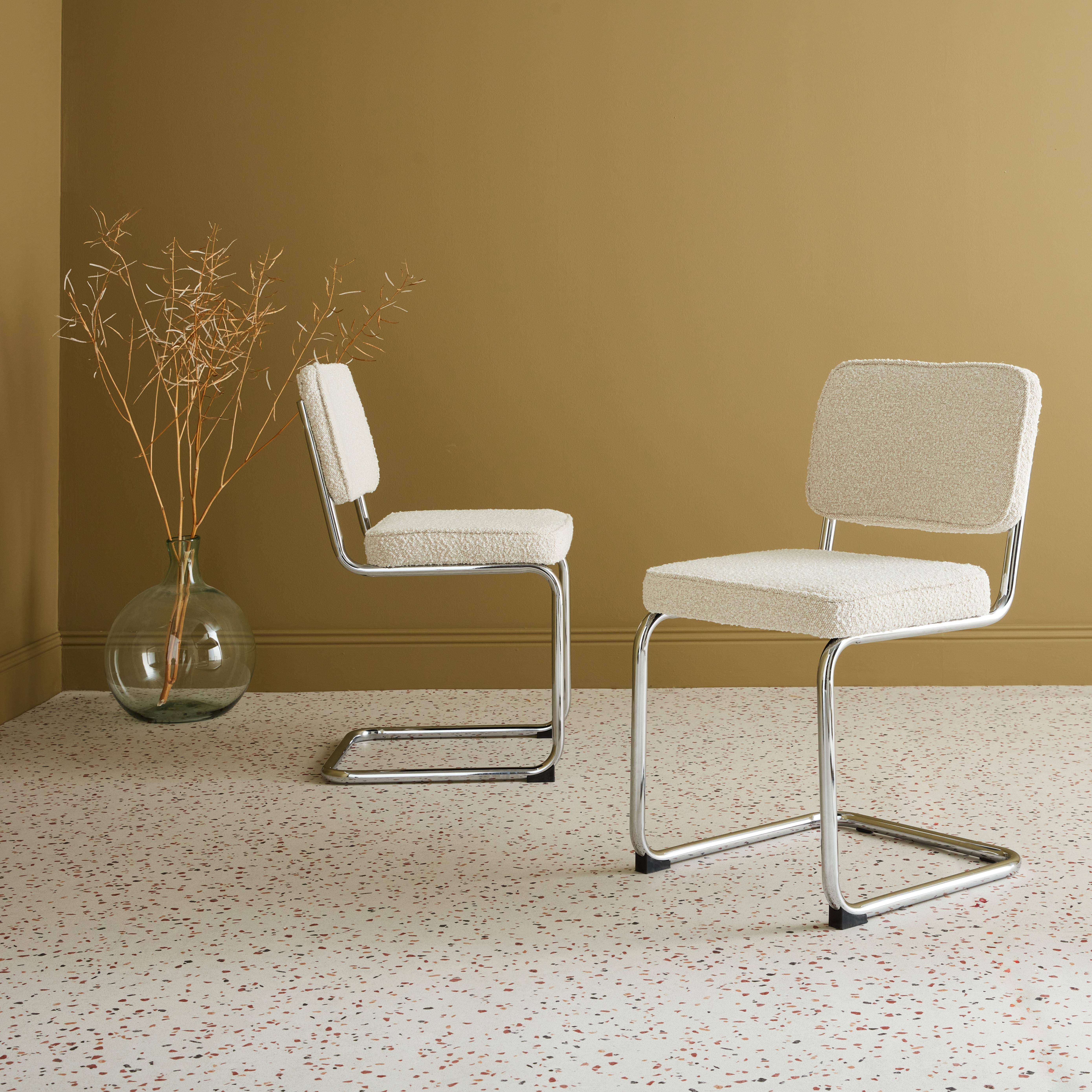 Maja - Silla cantilever con rizos texturizados, set de 2